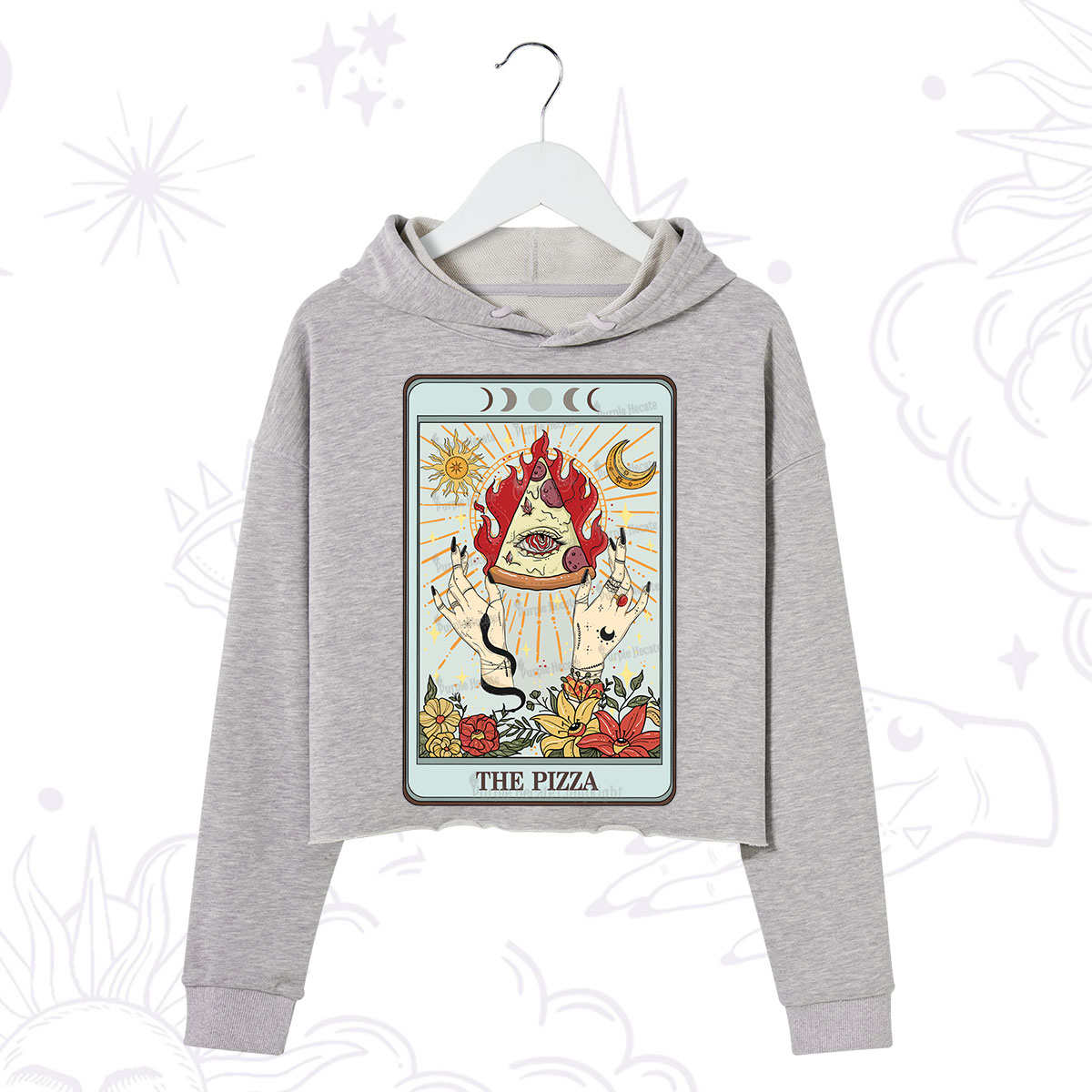 Purplehecate The Pizze Food Tarot Card Crop Hoodie