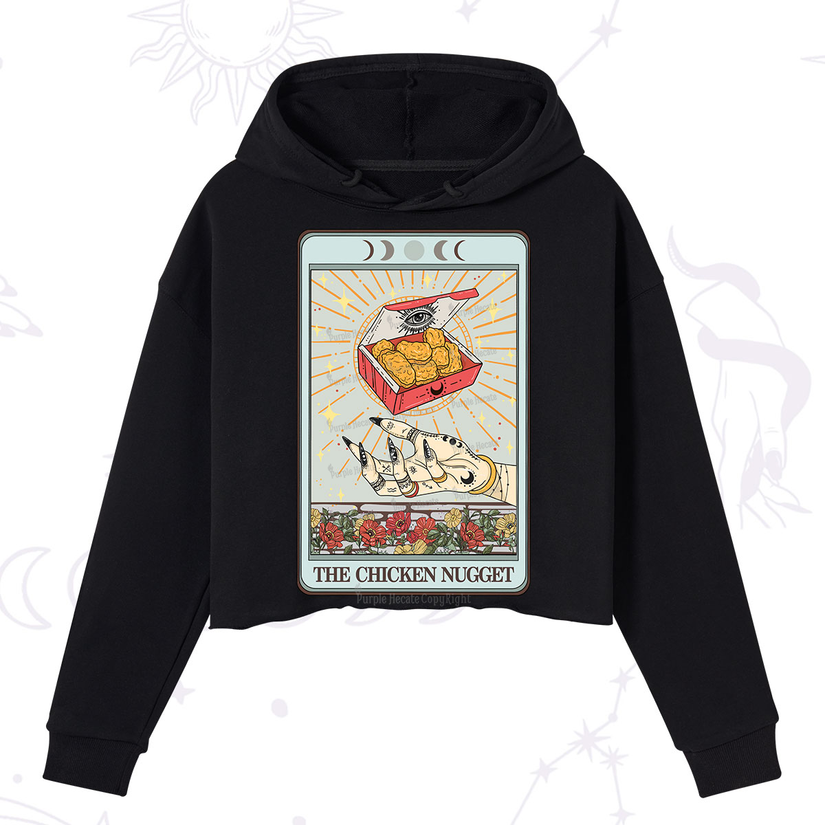 Purplehecate The Chicken Nugget Tarot Card Crop Hoodie