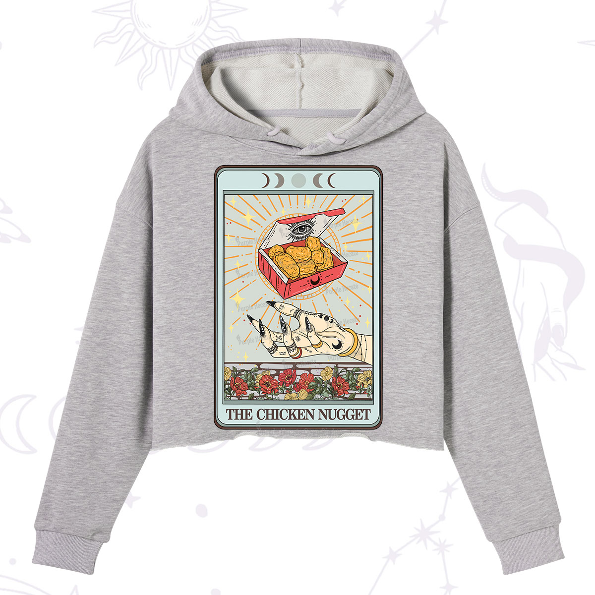 Purplehecate The Chicken Nugget Tarot Card Crop Hoodie