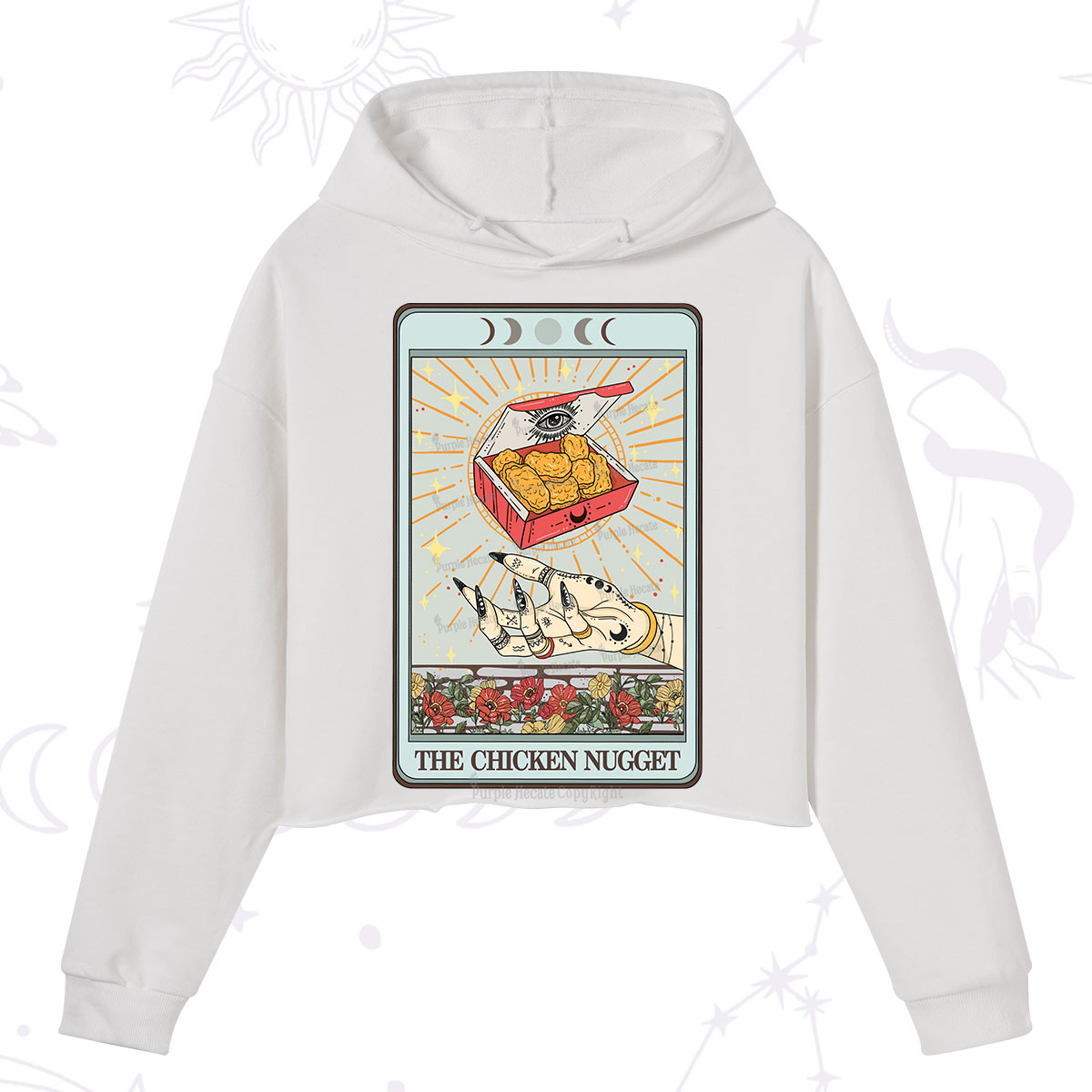Purplehecate The Chicken Nugget Tarot Card Crop Hoodie