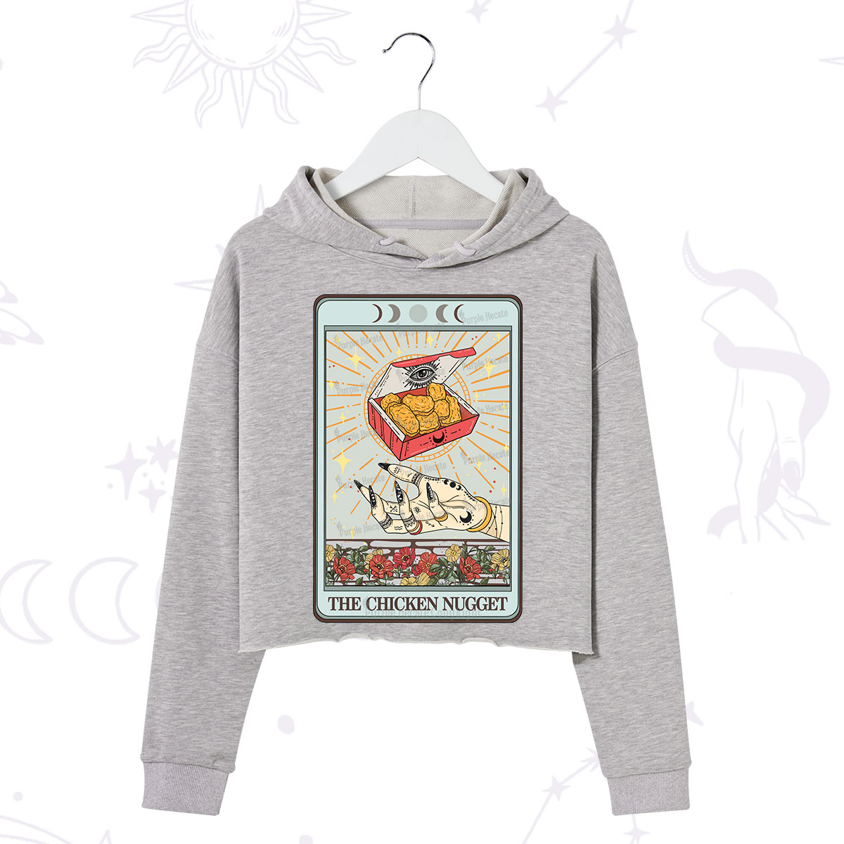 Purplehecate The Chicken Nugget Tarot Card Crop Hoodie