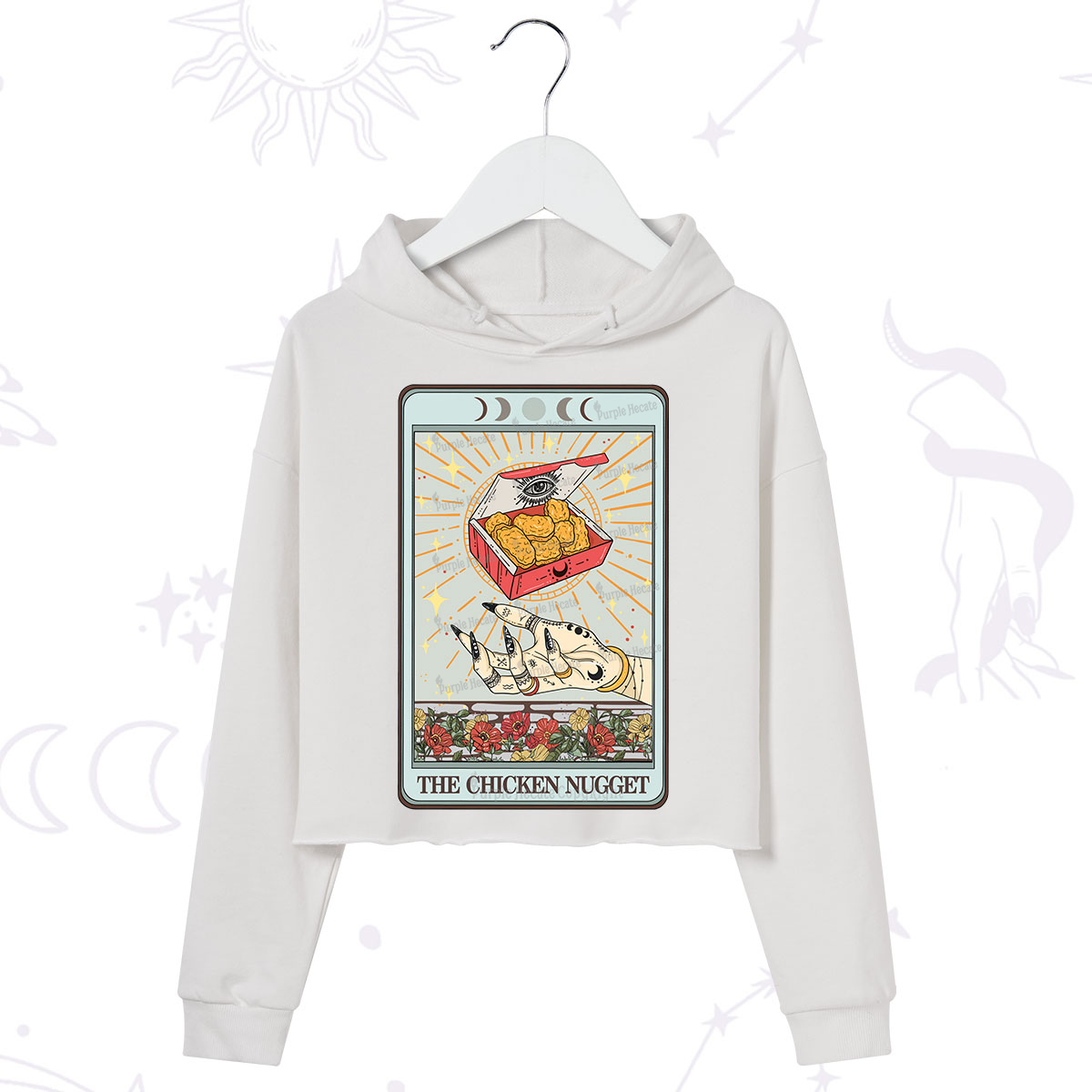 Purplehecate The Chicken Nugget Tarot Card Crop Hoodie