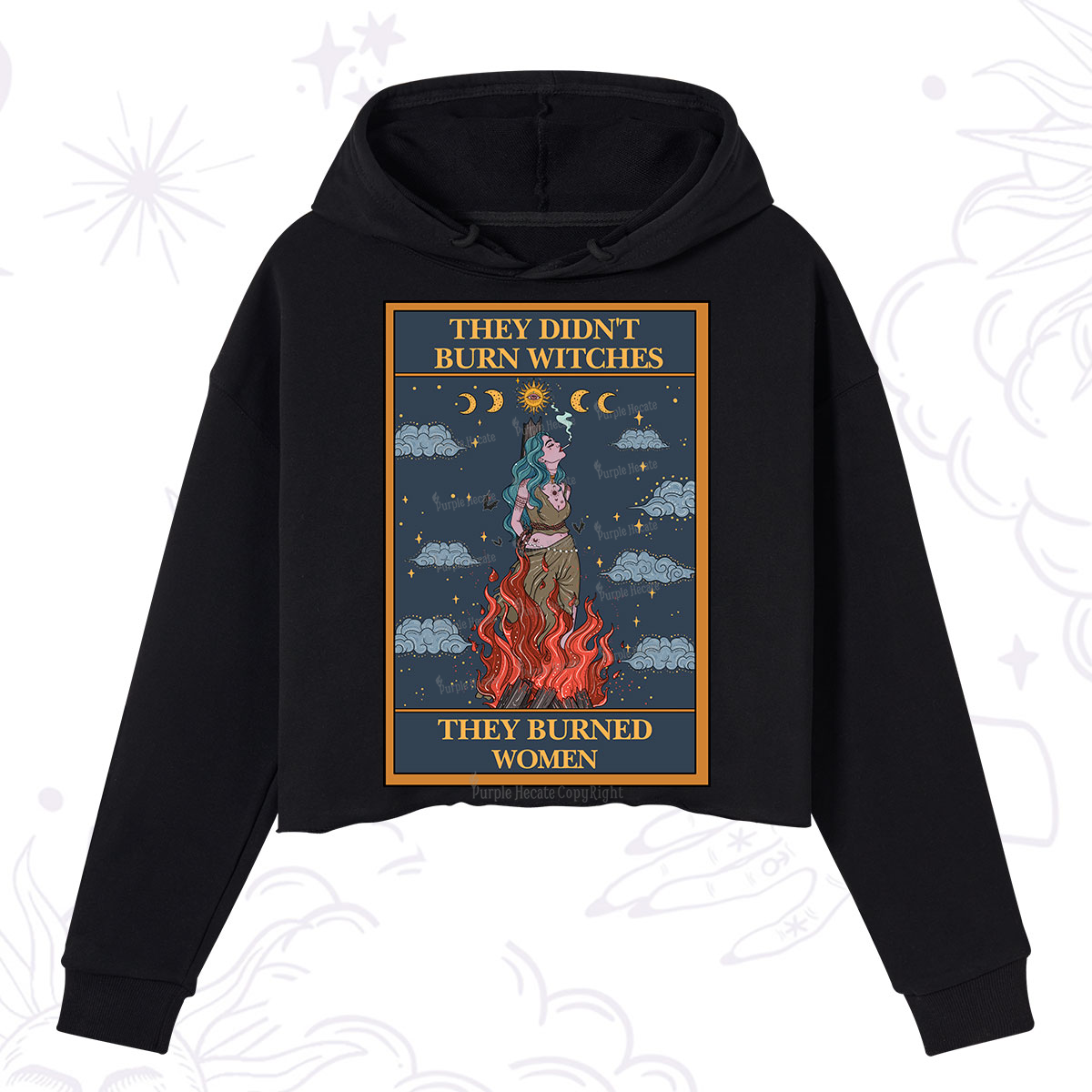 Purplehecate The They Didn't Burn Witches They Burned Women Oracle Card Crop Hoodie