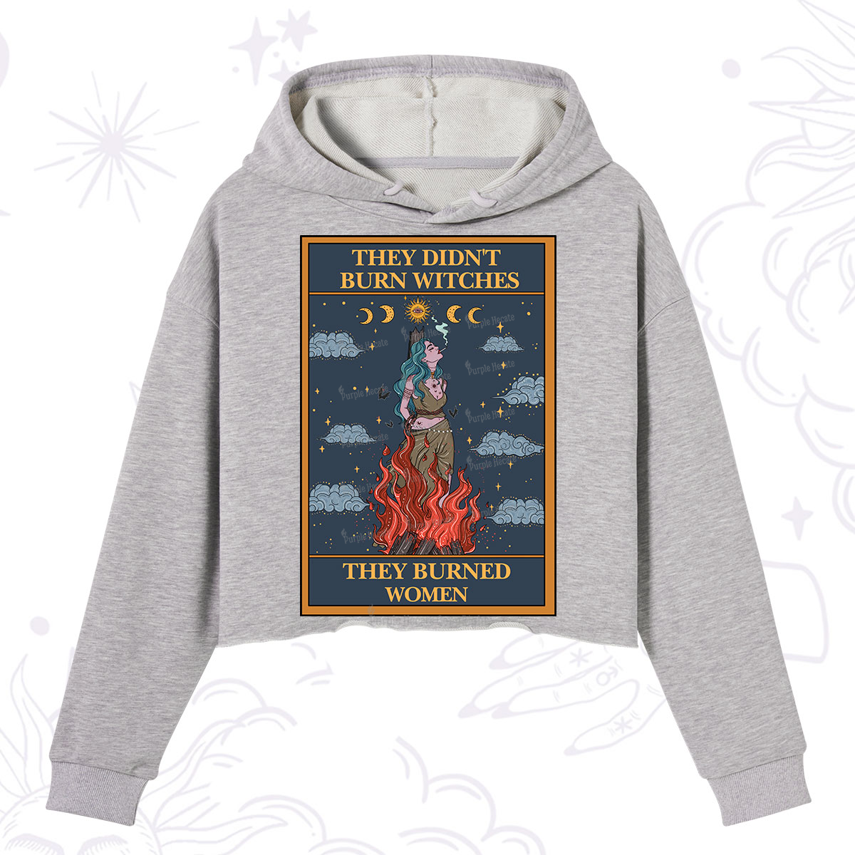 Purplehecate The They Didn't Burn Witches They Burned Women Oracle Card Crop Hoodie