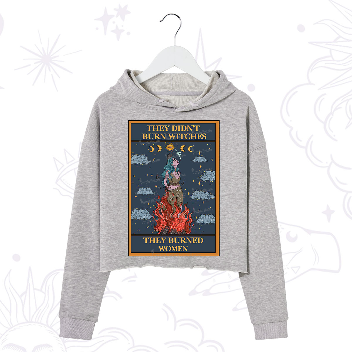 Purplehecate The They Didn't Burn Witches They Burned Women Oracle Card Crop Hoodie