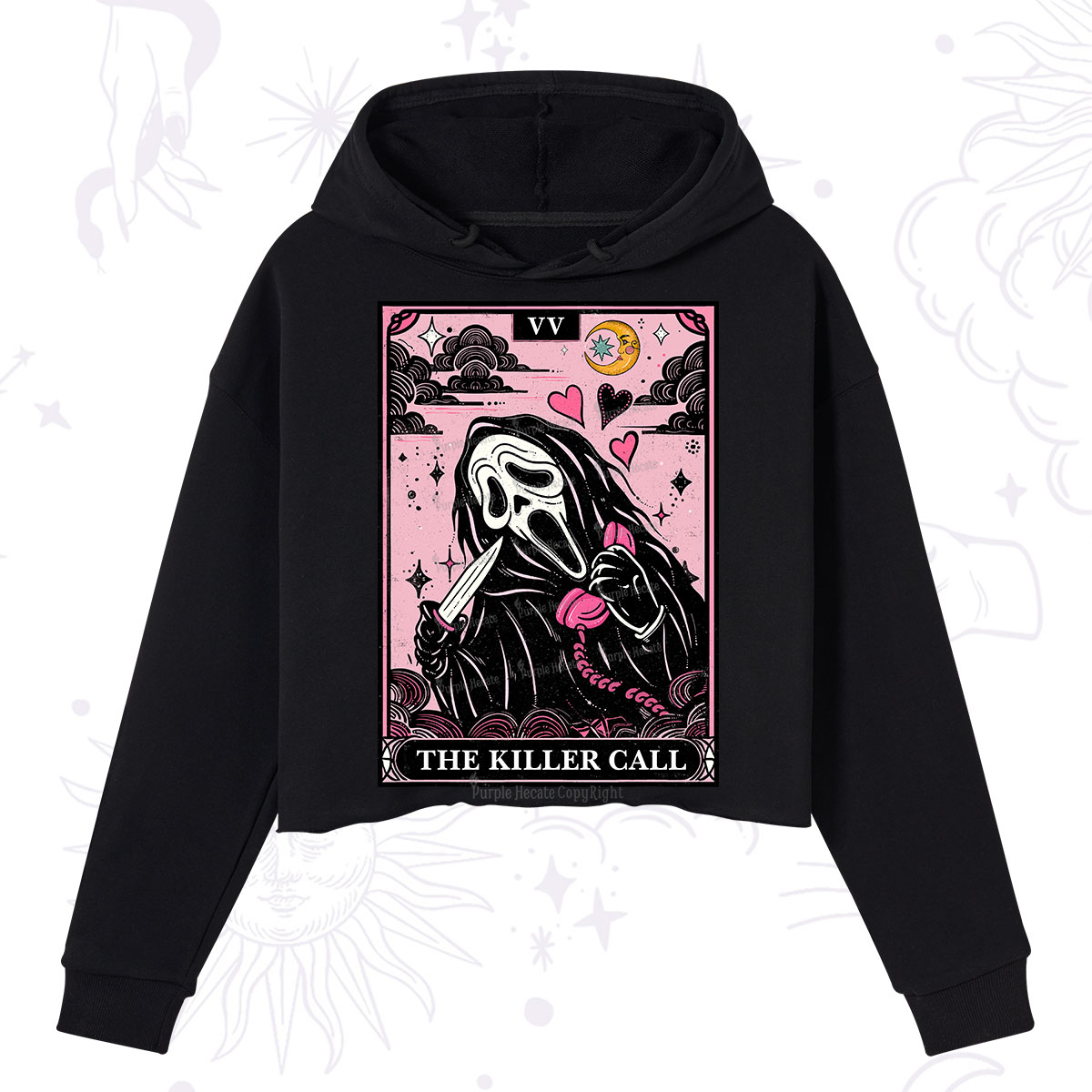 Purplehecate The Killer Call Tarot Crop Hoodie