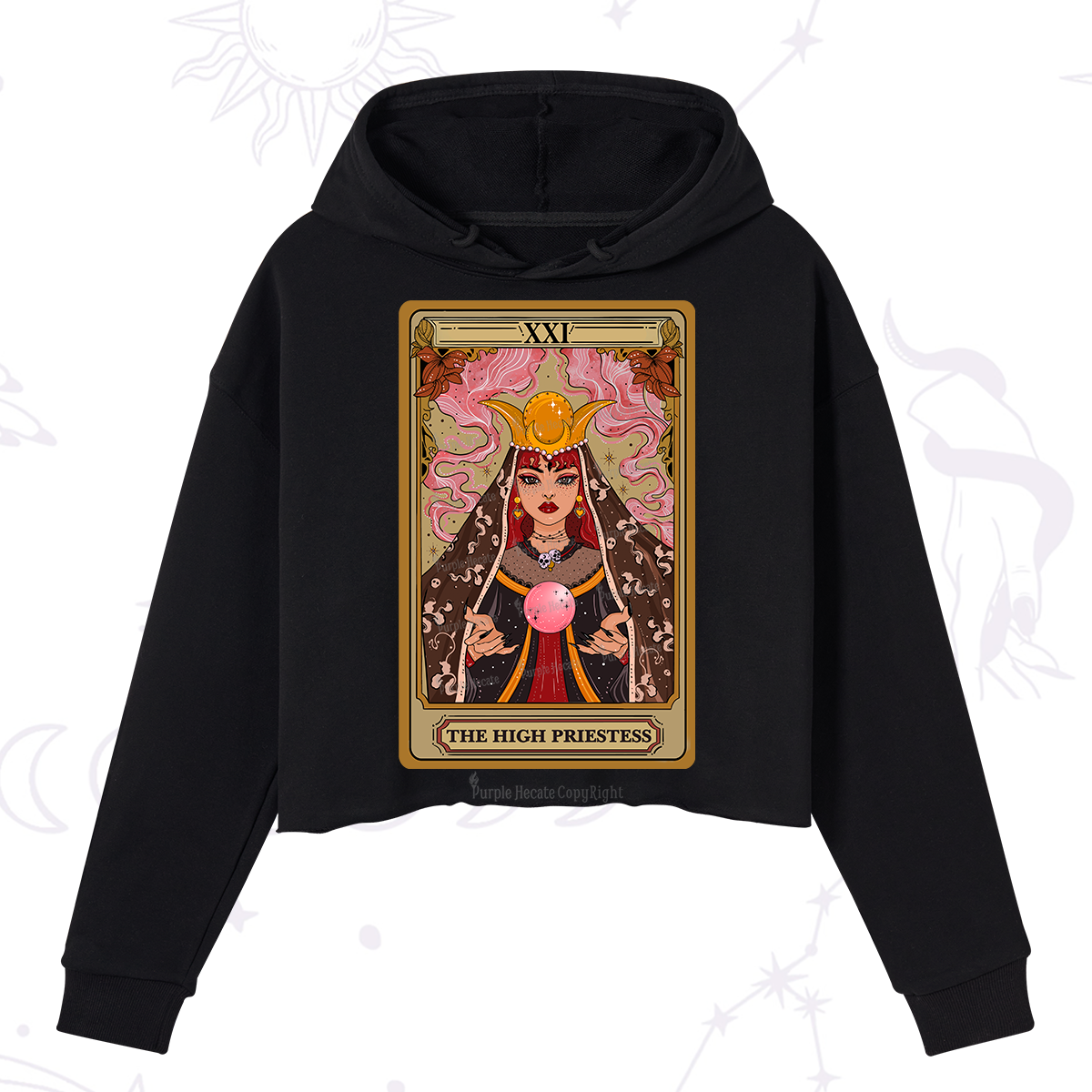 Purplehecate The High Priestess Prophecy Tarot Crop Hoodie