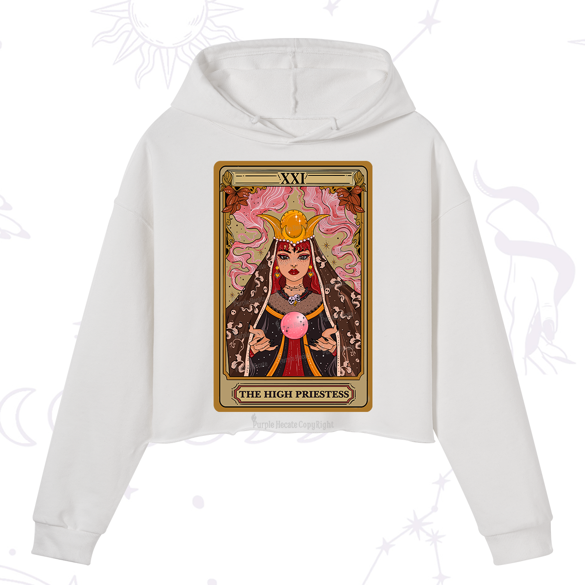 Purplehecate The High Priestess Prophecy Tarot Crop Hoodie