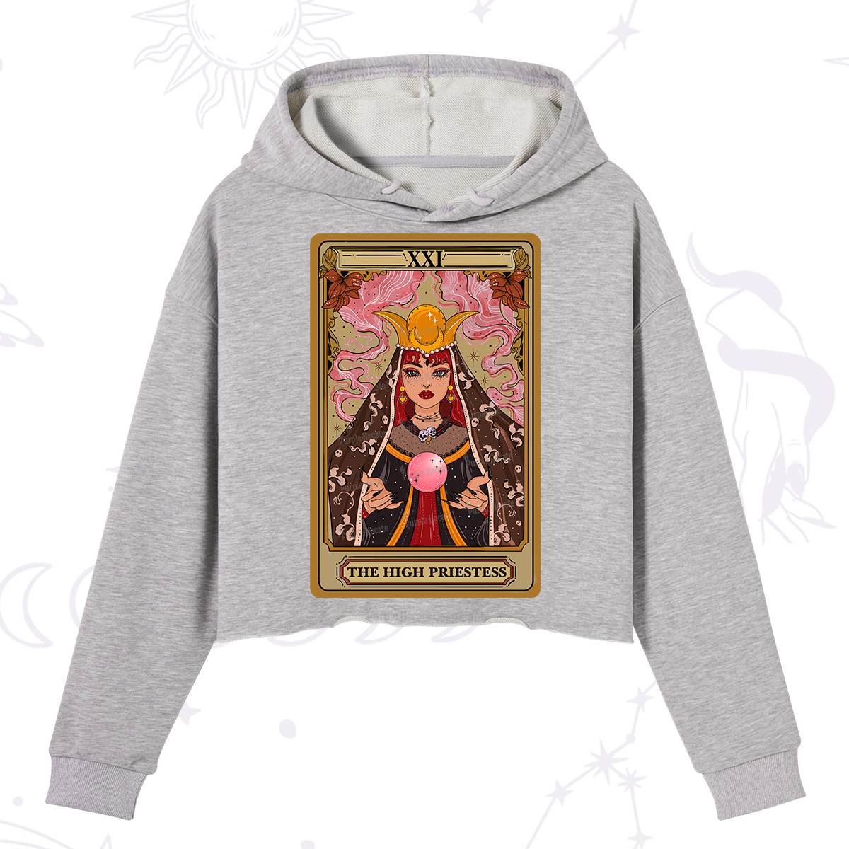 Purplehecate The High Priestess Prophecy Tarot Crop Hoodie