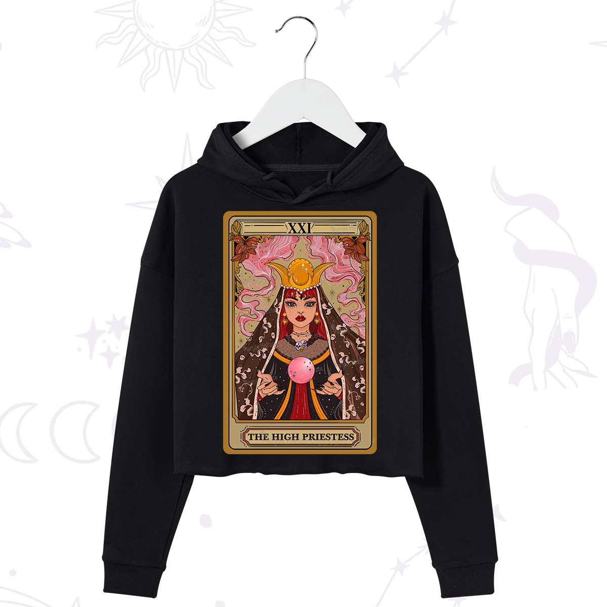 Purplehecate The High Priestess Prophecy Tarot Crop Hoodie