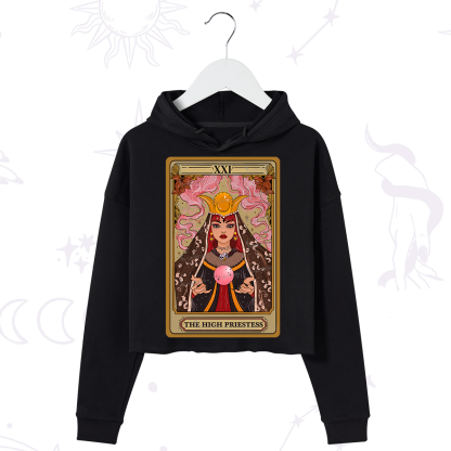 Purplehecate The High Priestess Prophecy Tarot Crop Hoodie