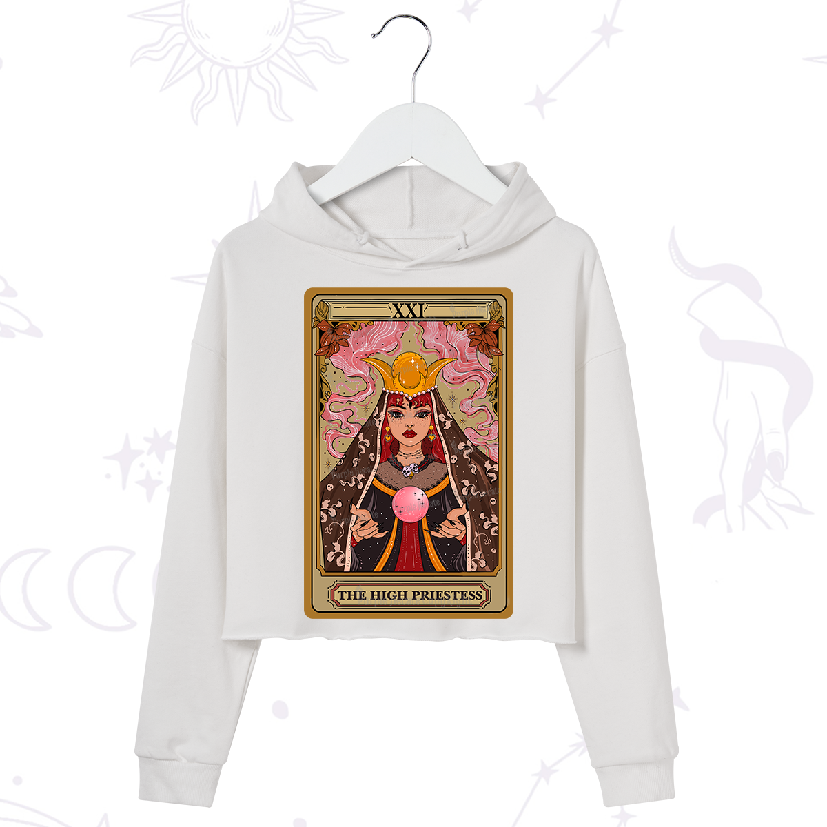 Purplehecate The High Priestess Prophecy Tarot Crop Hoodie