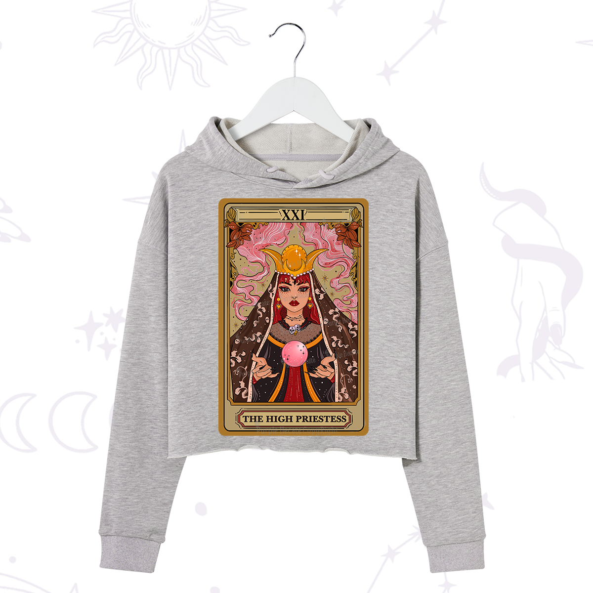 Purplehecate The High Priestess Prophecy Tarot Crop Hoodie