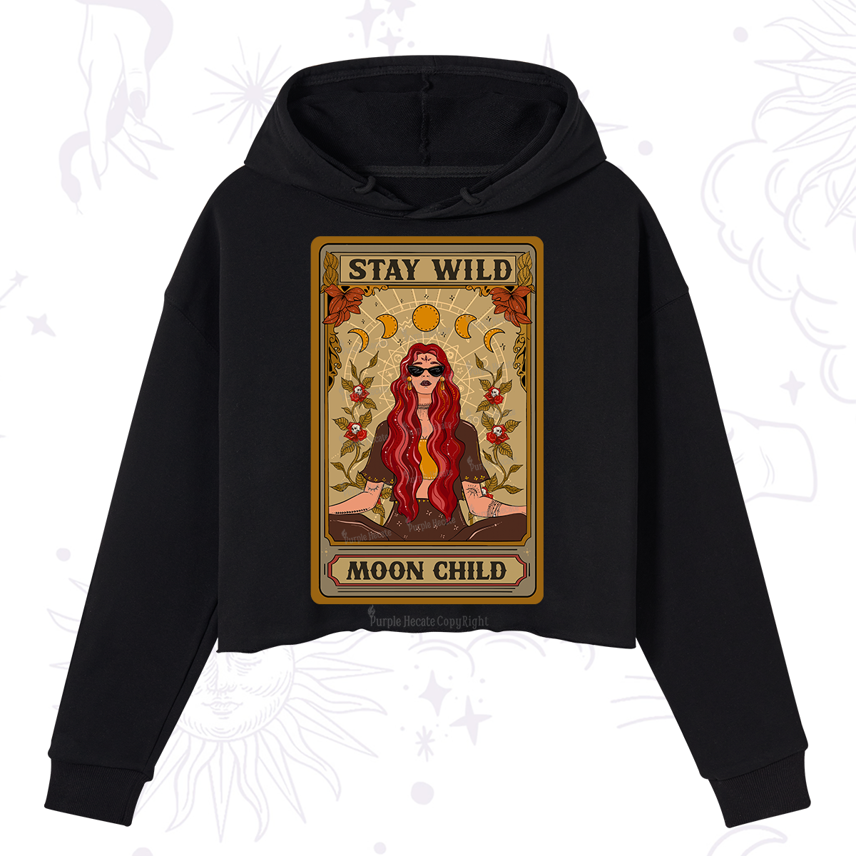 Purplehecate The Stay Wild Moon Child Oracle Card  Crop Hoodie
