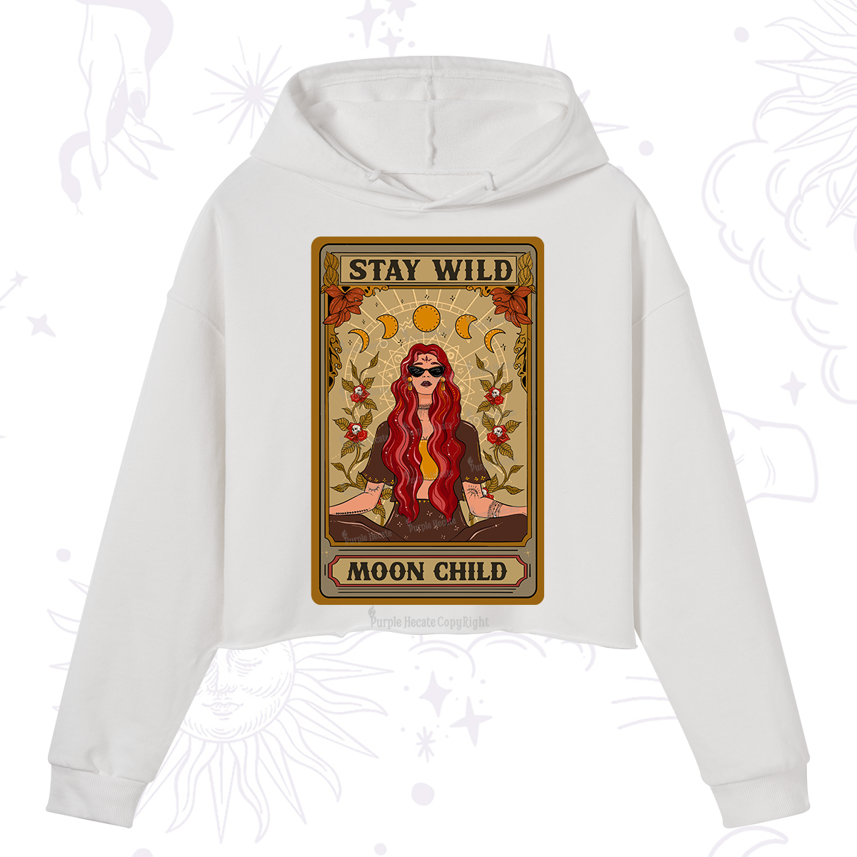 Purplehecate The Stay Wild Moon Child Oracle Card  Crop Hoodie