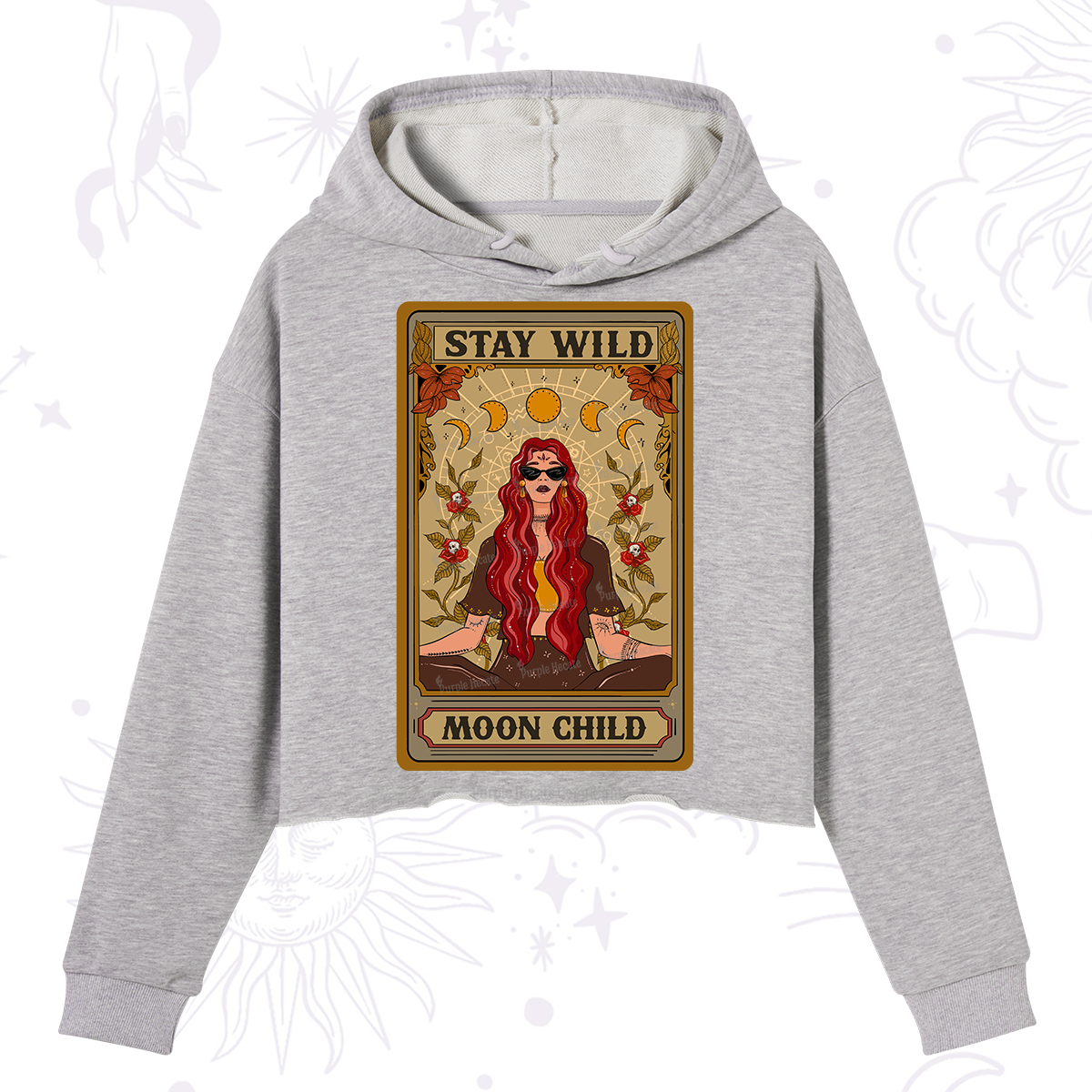 Purplehecate The Stay Wild Moon Child Oracle Card  Crop Hoodie