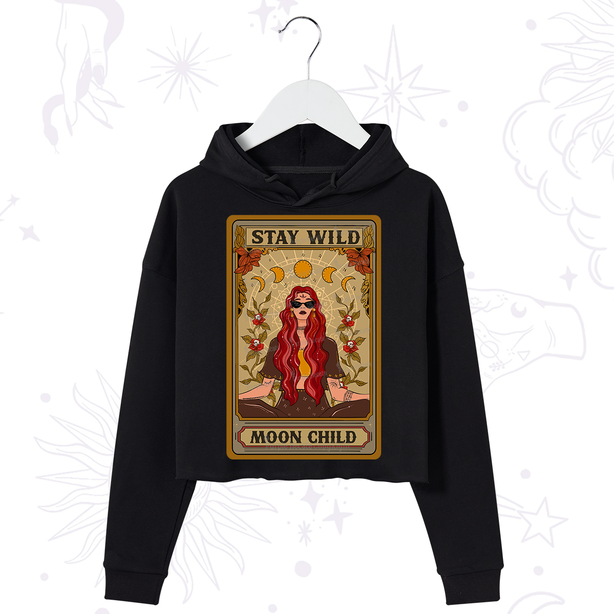 Purplehecate The Stay Wild Moon Child Oracle Card  Crop Hoodie