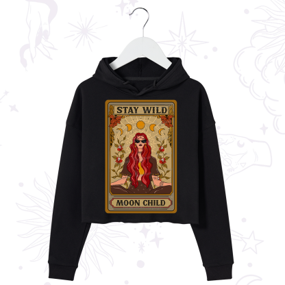 Purplehecate The Stay Wild Moon Child Oracle Card  Crop Hoodie