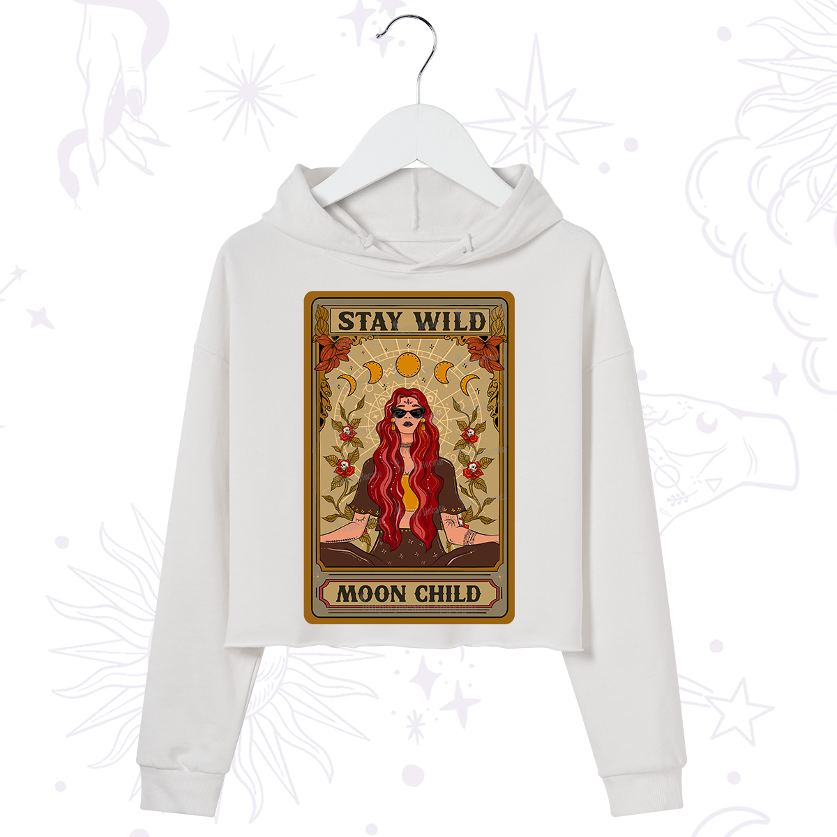 Purplehecate The Stay Wild Moon Child Oracle Card  Crop Hoodie