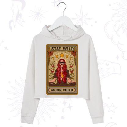 Purplehecate The Stay Wild Moon Child Oracle Card  Crop Hoodie