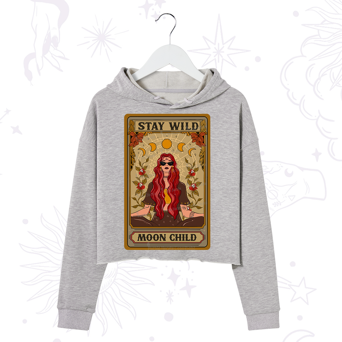 Purplehecate The Stay Wild Moon Child Oracle Card  Crop Hoodie