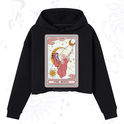 Purplehecate The Moon Tarot Crop Hoodie