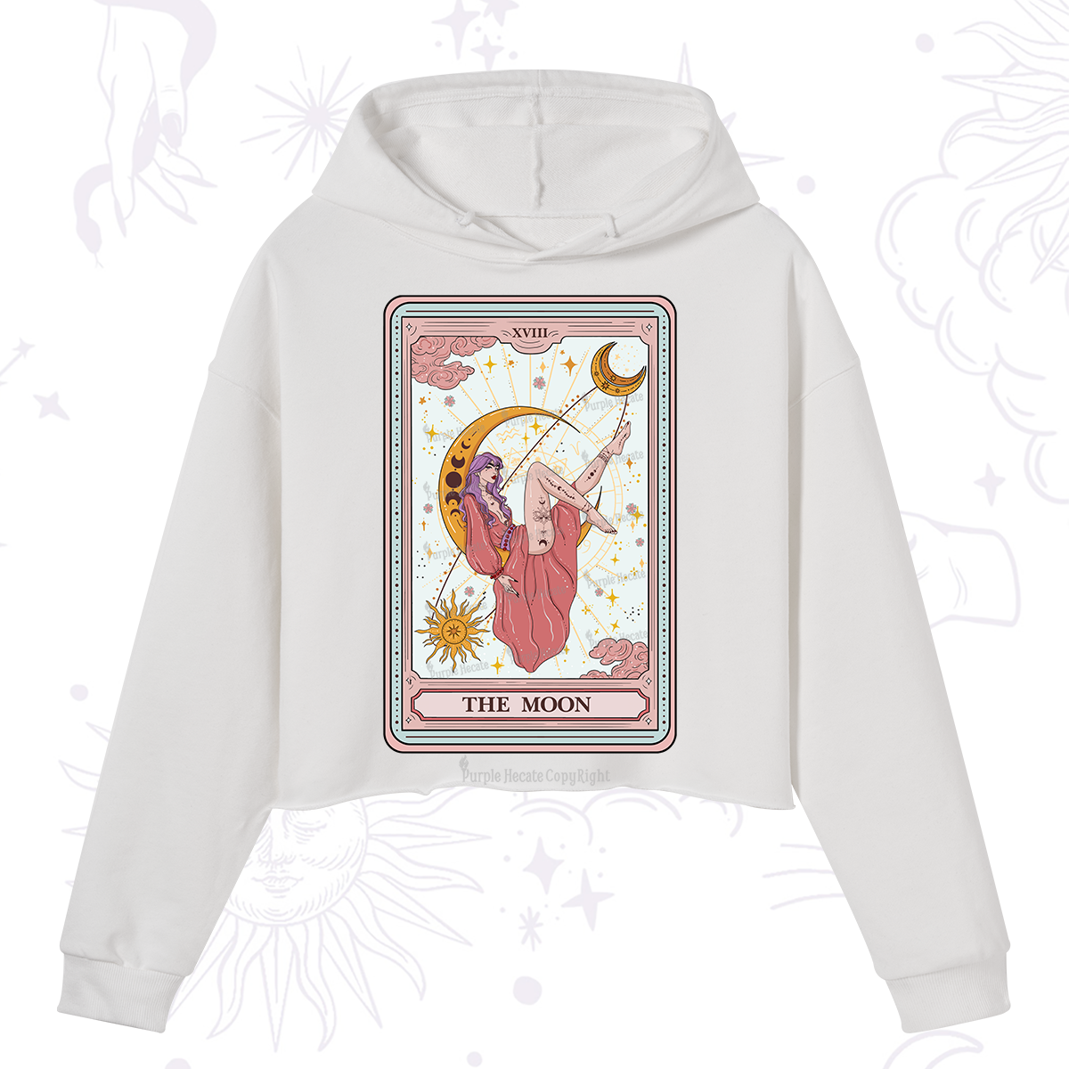 Purplehecate The Moon Tarot Crop Hoodie