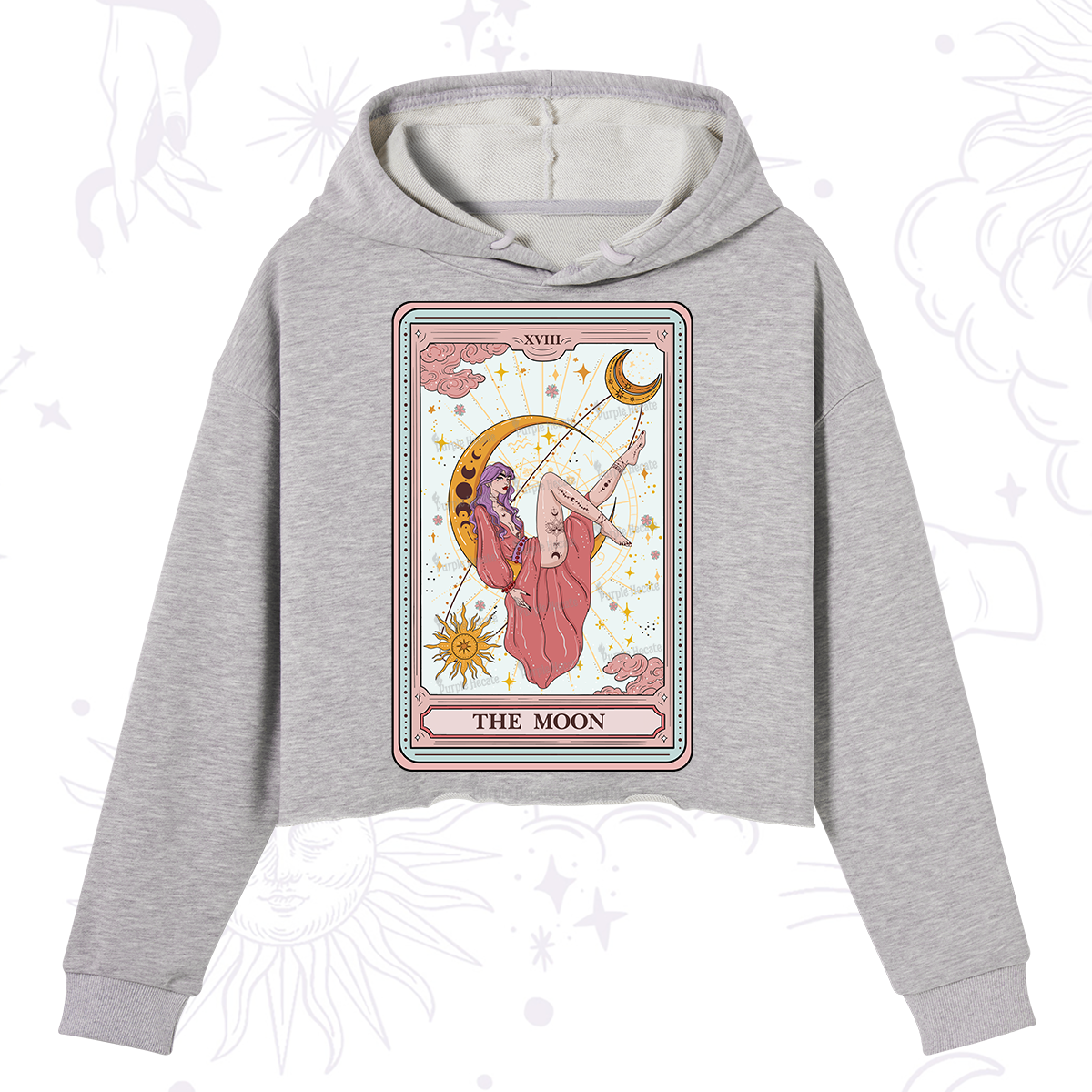 Purplehecate The Moon Tarot Crop Hoodie