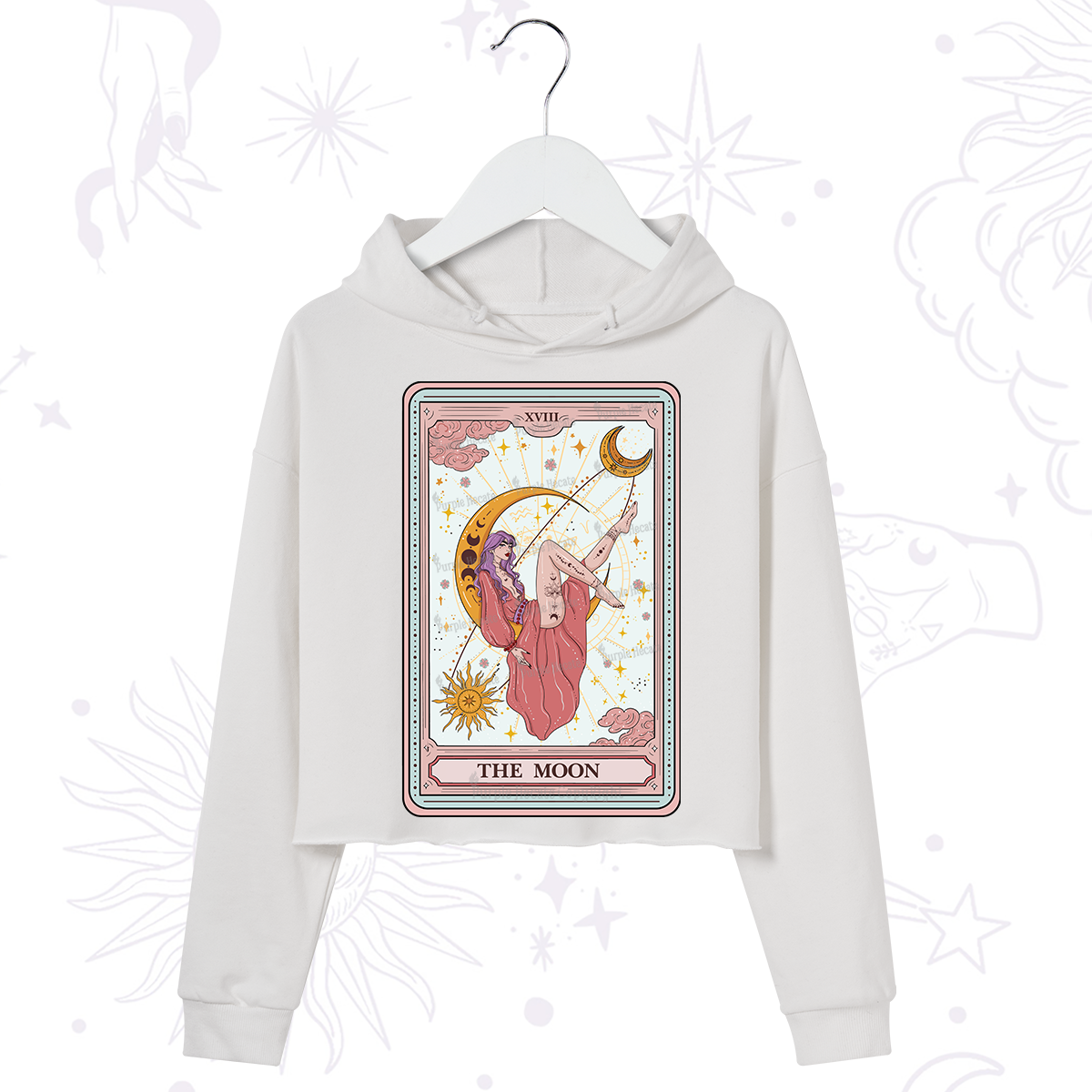Purplehecate The Moon Tarot Crop Hoodie