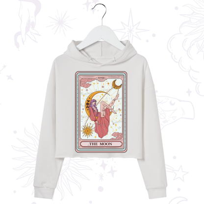 Purplehecate The Moon Tarot Crop Hoodie