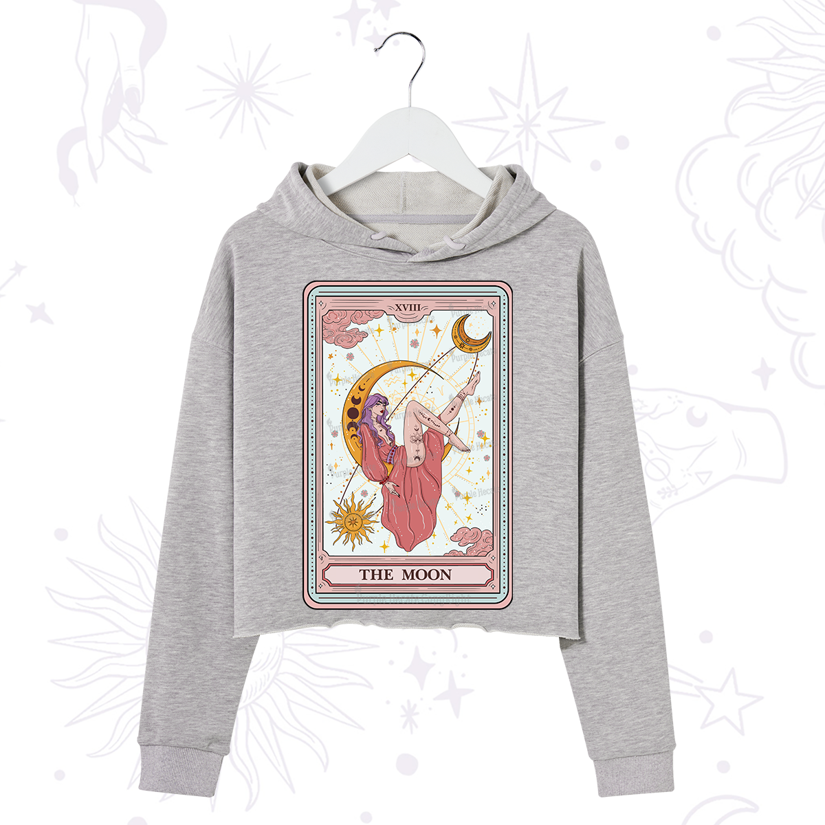 Purplehecate The Moon Tarot Crop Hoodie