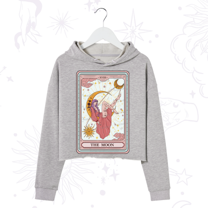 Purplehecate The Moon Tarot Crop Hoodie