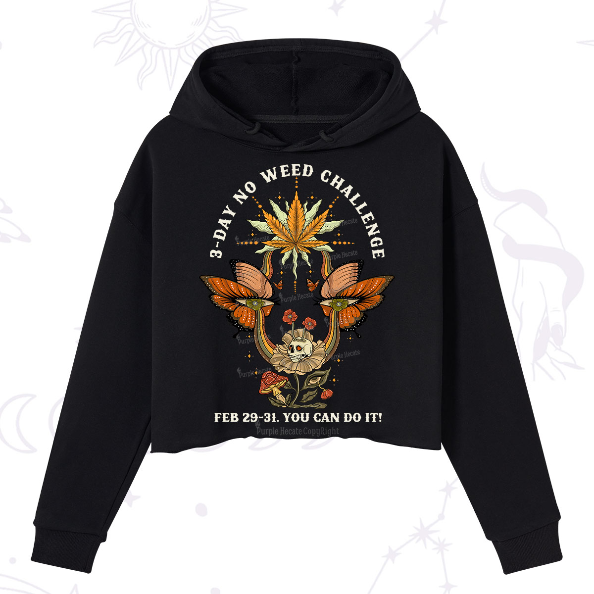 Purplehecate 3 Day No Weed Challenge Crop Hoodie