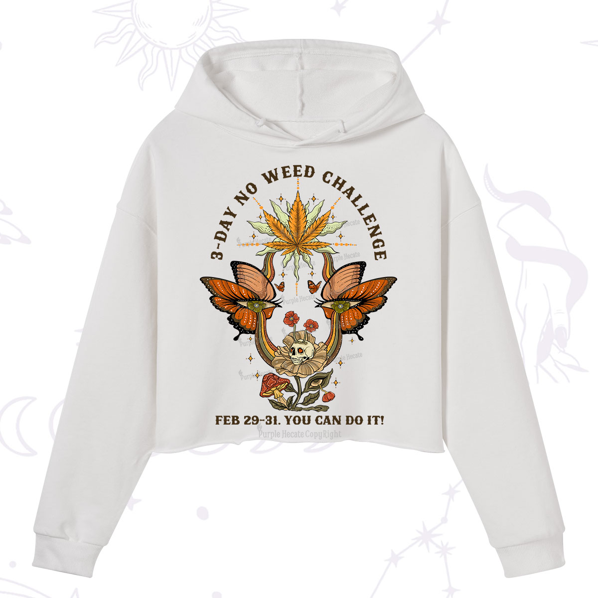 Purplehecate 3 Day No Weed Challenge Crop Hoodie