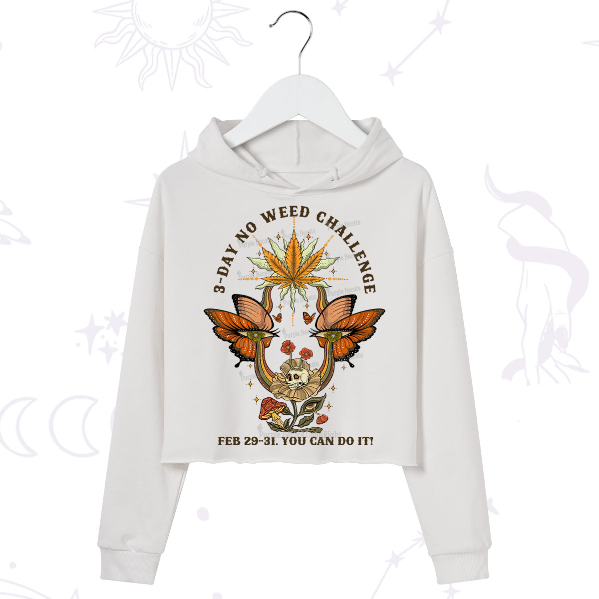 Purplehecate 3 Day No Weed Challenge Crop Hoodie