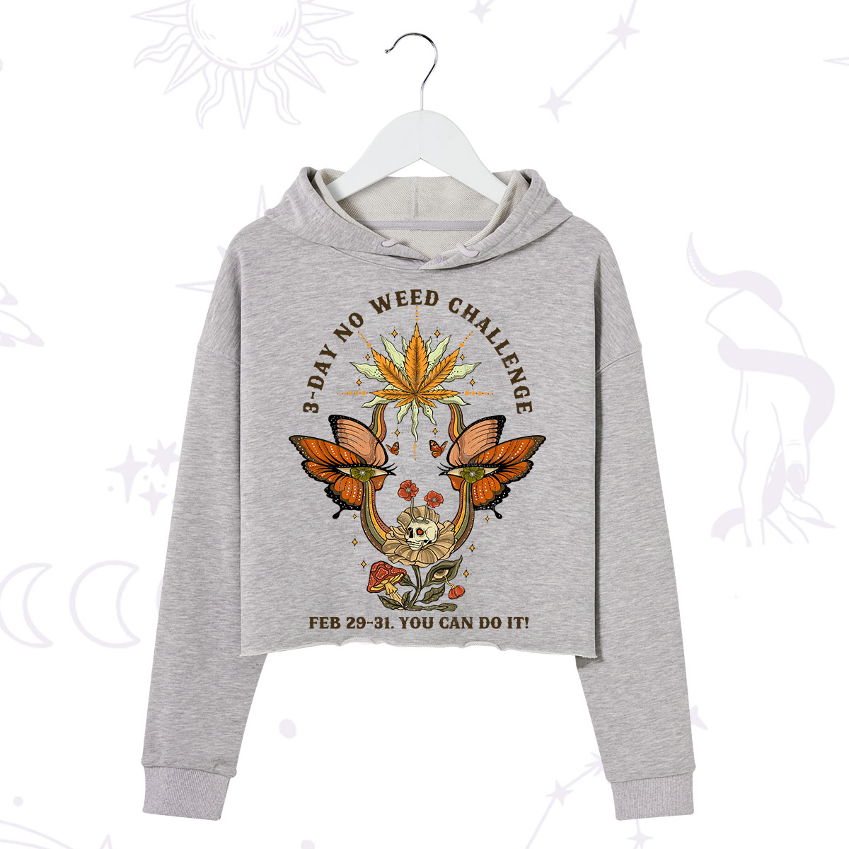 Purplehecate 3 Day No Weed Challenge Crop Hoodie