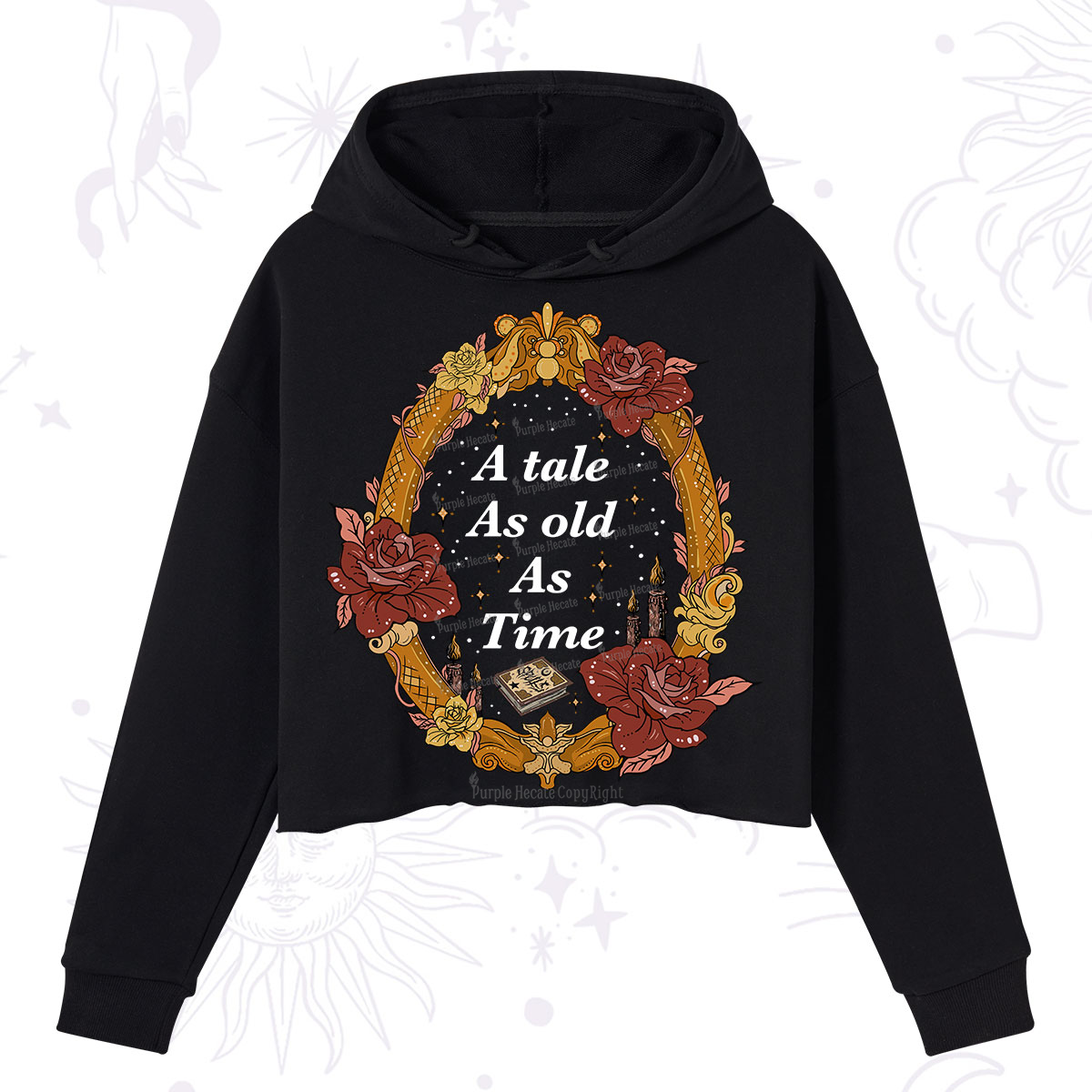 Purplehecate A Tale As Old As Time Crop Hoodie