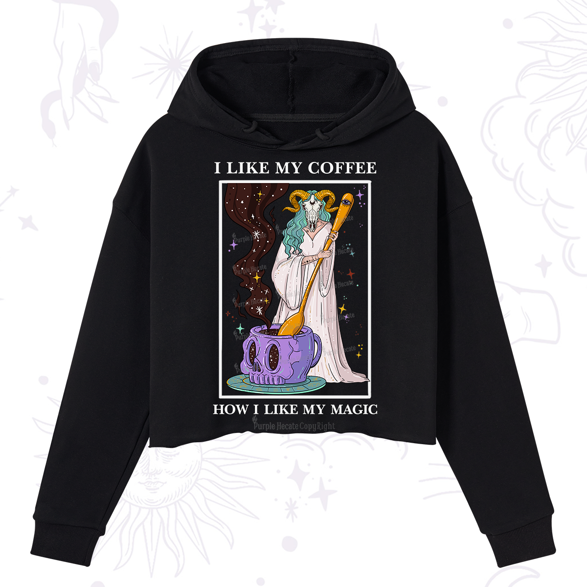 Purplehecate I Like My Coffee How I Like My Magic Crop Hoodie