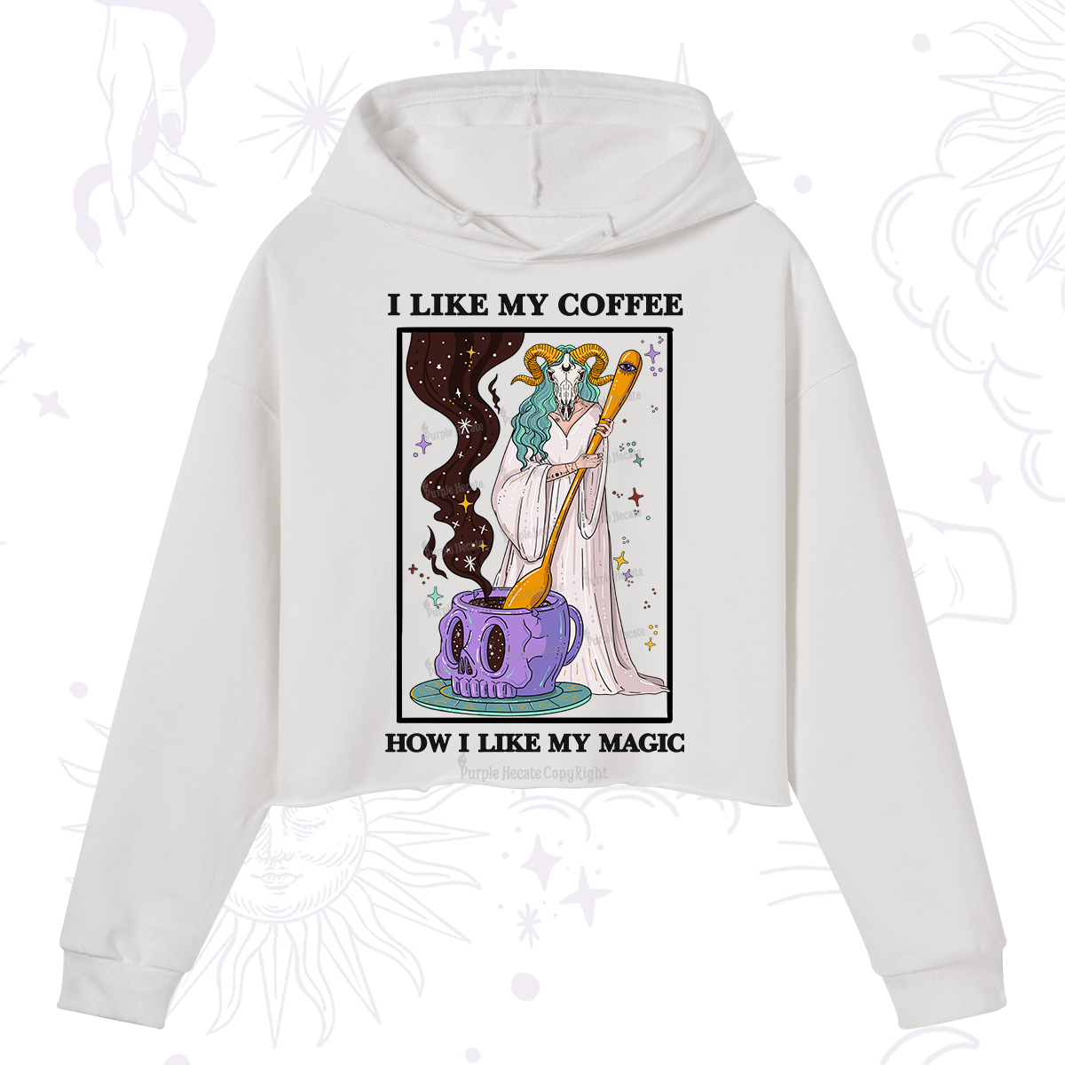 Purplehecate I Like My Coffee How I Like My Magic Crop Hoodie