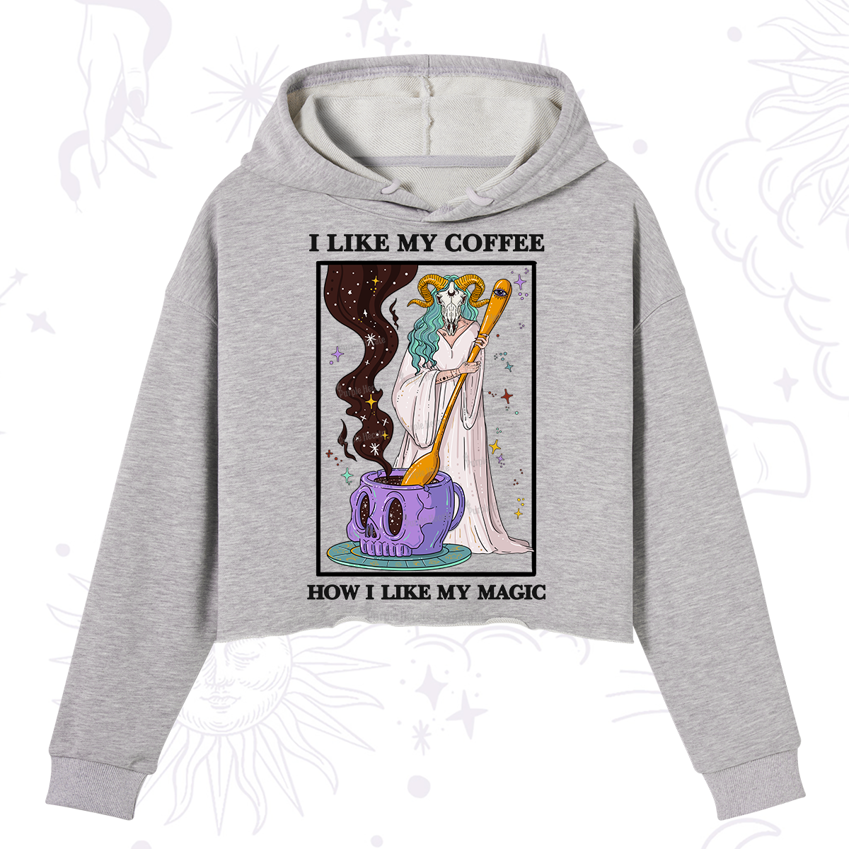 Purplehecate I Like My Coffee How I Like My Magic Crop Hoodie