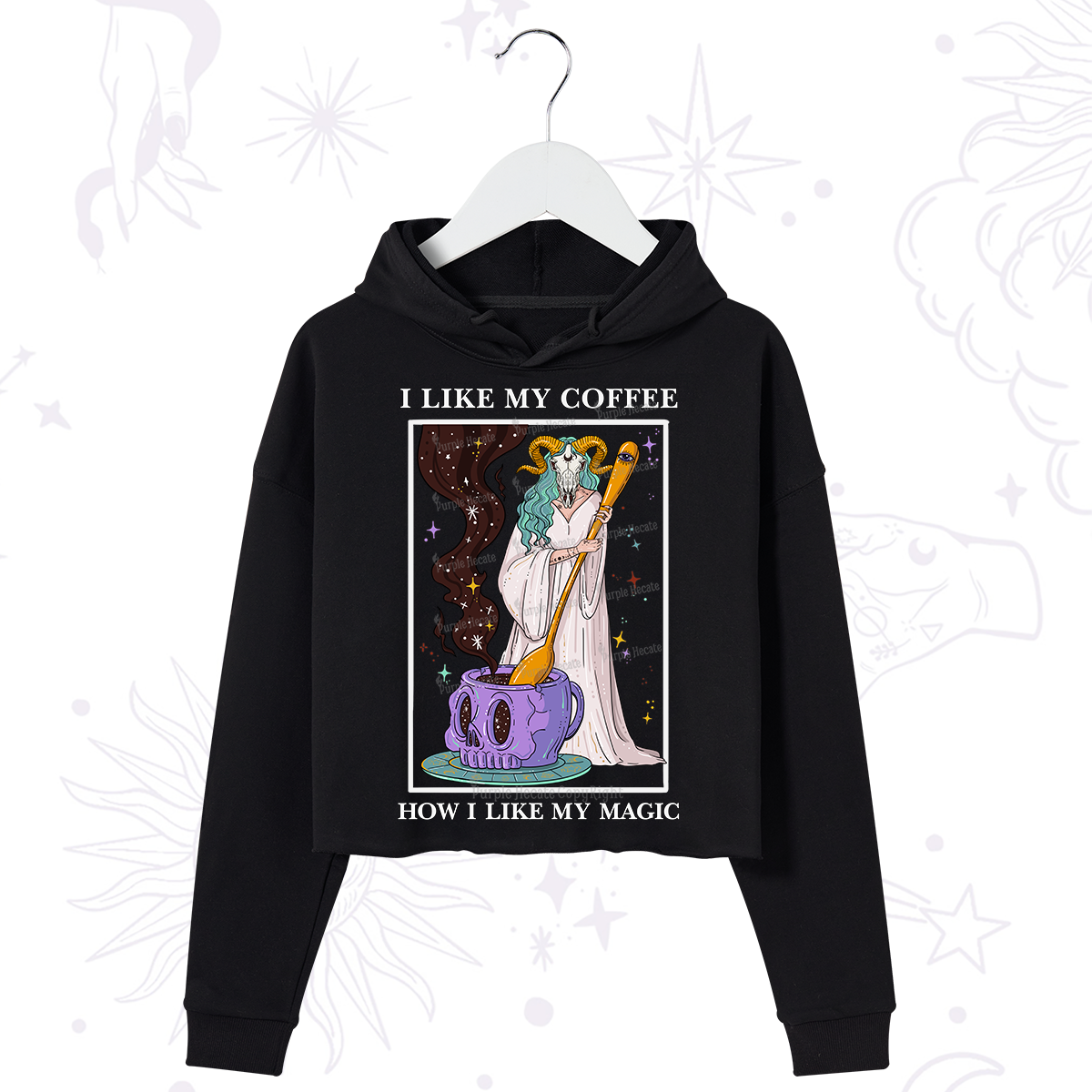Purplehecate I Like My Coffee How I Like My Magic Crop Hoodie