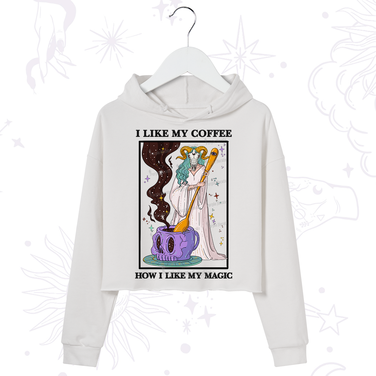Purplehecate I Like My Coffee How I Like My Magic Crop Hoodie