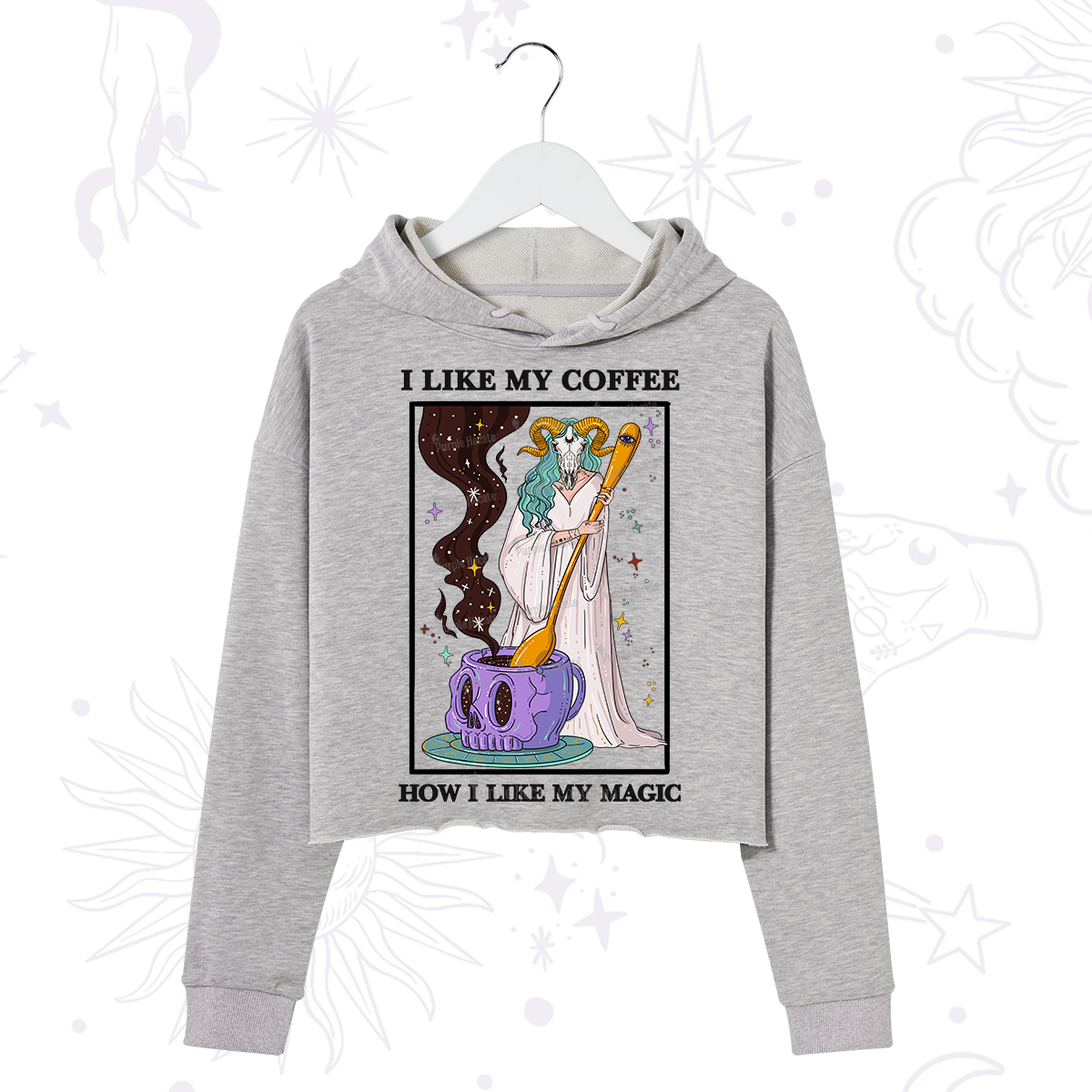 Purplehecate I Like My Coffee How I Like My Magic Crop Hoodie