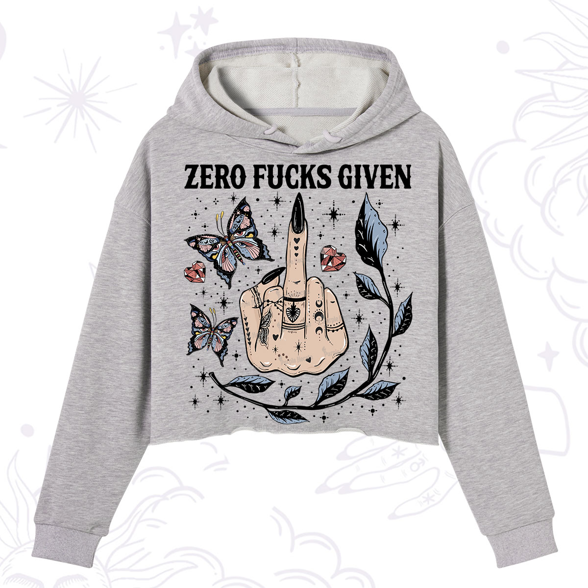 Purplehecate Zero Fucks Given Crop Hoodie