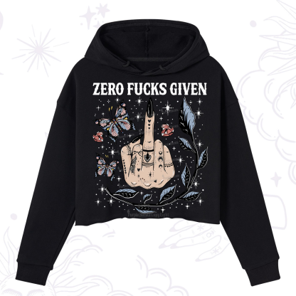 Purplehecate Zero Fucks Given Crop Hoodie