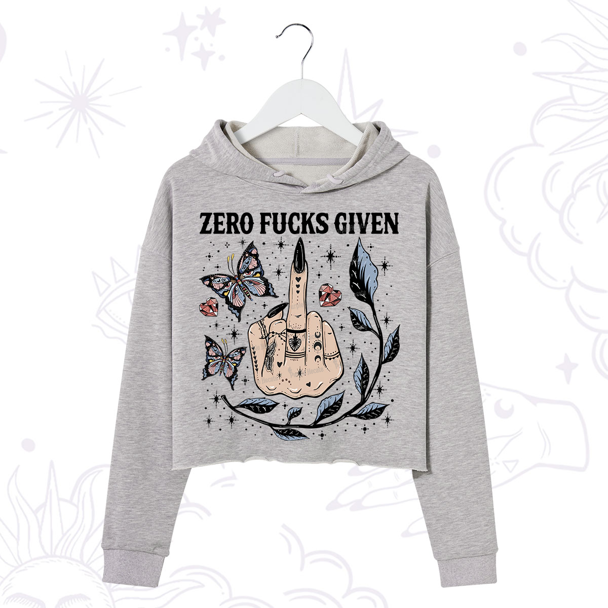 Purplehecate Zero Fucks Given Crop Hoodie