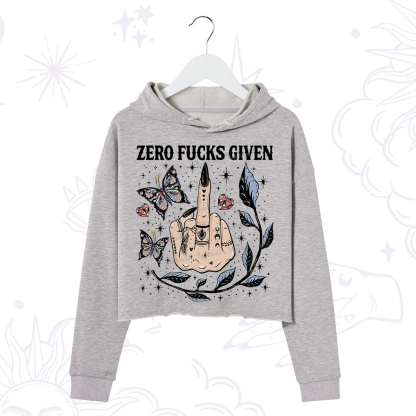 Purplehecate Zero Fucks Given Crop Hoodie