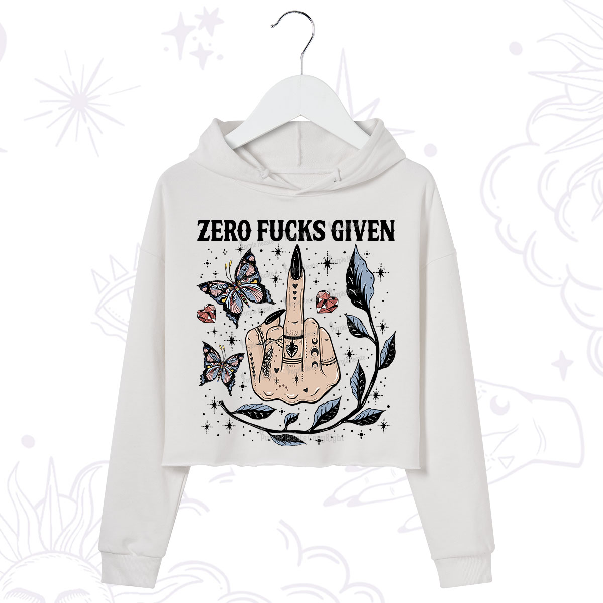 Purplehecate Zero Fucks Given Crop Hoodie