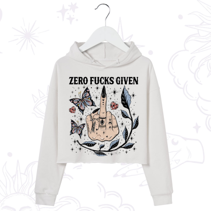 Purplehecate Zero Fucks Given Crop Hoodie