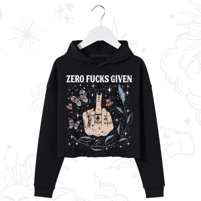 Purplehecate Zero Fucks Given Crop Hoodie